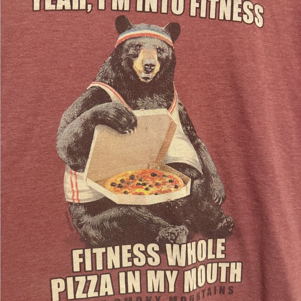 Bear Graphic T-Shirt with Pizza Print
